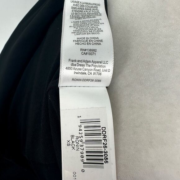 Dress the Population Pearl Trim Ronin Black Mini Dress Size X-Small LBD Cocktail - Picture 8 of 9